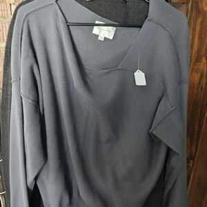Line & Dot Charcoal V-Neck Sweater